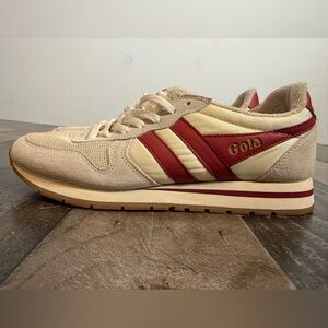 Gola Daytona Retro Runner Sneakers Cream Red Suede Gum Sole US 10
